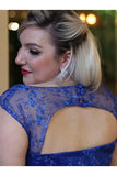 Royal Blue Chiffon A Line Sleeveless Long Plus Size Prom Dress With Lace PFP0818