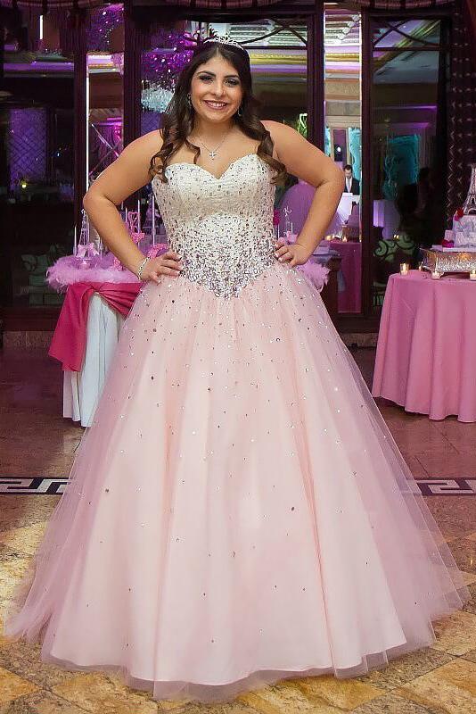 Princess Pink Sweetheart Strapless Tulle Ball Gown Beading Long Plus S Promfast Princess Pink Sweetheart Strapless Tulle Ball Gown Beading Long Plus S Promfast