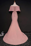 Elegant Trumpet Mermaid Off-the-shoulder Floor Length Pink Prom Dress With Slit PFP0843