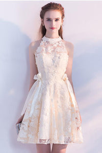 Cute A Line Lace Short High Neck Homecoming Dresses,Sweet 16 Dress PFH0100