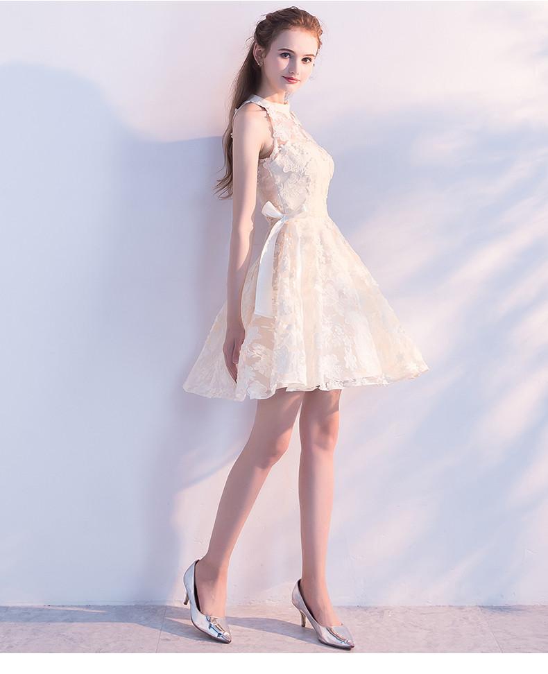 cute sweet 16 dresses Cute A Line Lace Short High Neck Homecoming Dresses,Sweet 16 Dress PFH –  Promfast