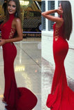 High Neck Red Mermaid Prom Dress,Long Sexy Evening Party Gown PFP0847