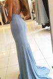 Gorgeous Sleeveless Mermaid Evening Dress Front Slit Long Blue Prom Dress PFP0853