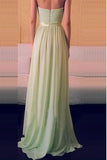 Teal Long Chiffon Sweetheart Simple Backless Prom Dresses PFB0086