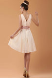 Simple Cheap Chiffon Cute V-neck High Low Homecoming Dresses PFB0087