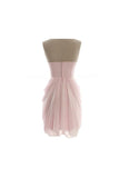 Short Simple Cheap Chiffon Pink Sweetheart Bridesmaid Dresses PFB0092