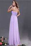 Violet One Shoulder Chiffon Empire Long Prom Dresses PFB0093