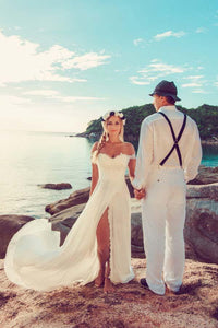 Casual Chiffon Off the Shoulder Long Off White Beach Wedding Dresses W Promfast Casual Chiffon Off the Shoulder Long Off White Beach Wedding Dresses W Promfast