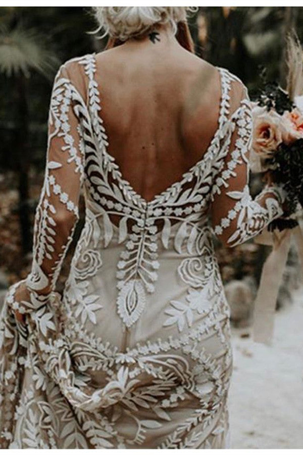 Promfast See through white appliqu print wedding dress, Nude slip und Promfast See through white appliqu print wedding dress, Nude slip und