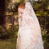 All Over Lace Unique Mantilla Church Bridal Veil PFWV0005