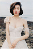Ivory Long Lace Spaghetti Straps Sweep/Brush Train Beach Wedding Dress Bridal Gown PFW0109