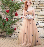 Beautiful Long Butterfly Sweetheart Ruffles Wedding Dresses Bridal Gown PFW0110