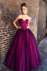 Stylish Sweetheart Purple Tulle Long Prom Dress,Formal Evening Dresses,Ball Gown Prom Dresses PFP0886