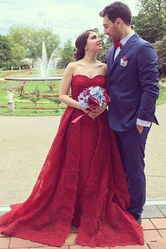 A Line Red Lace Sleeveless Wedding Dresses,2018 Sweetheart Prom Dress Promfast A Line Red Lace Sleeveless Wedding Dresses,2018 Sweetheart Prom Dress Promfast