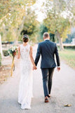 Lace Popular Scoop Sleeveless Long Casual Wedding Dress PFW0129