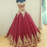 Strapless Sweetheart Neck Ball Gown Prom Dresses With Appliques,Pretty Quinceanera Dresses PFP0915