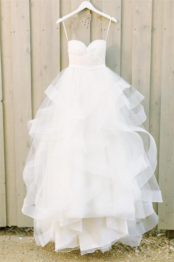 Simple Strapless White Tulle Long Cheap Princess Beach Wedding Dresses Promfast Simple Strapless White Tulle Long Cheap Princess Beach Wedding Dresses Promfast