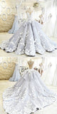 Pretty Ball Gown Flowers Long Quinceanera Dress,Backless Princess Formal Dress Wedding /Prom PFP0926