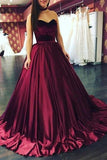 Unique A Line Sweetheart Burgundy Long Ball Gown Prom Dress,2017 Evening Dresses PFP0931