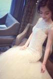 Mermaid Tulle Lace Sleeveless Long Count Train Wedding Dress PFW0148