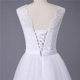 Princess White Tulle Lace Top Beaded Wedding Dresses, Cheap Long Bridal Dress PFW0309