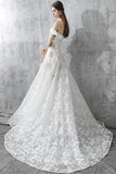 Princess White Off the Shoulder Lace A Line Wedding Dress PFW0151