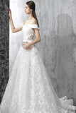 Princess White Off the Shoulder Lace A Line Wedding Dress PFW0151