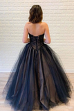 Promfast Ball Gown Strapless Lace Up Back Black Lace Appliques Prom Dresses, Sweet 16 Dresses PFP1845