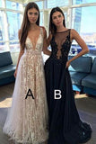 A Line Prom Dresses,V-neck Sexy Evening Party Dresses, Long Formal Dress PFP0960