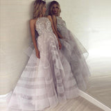 Fashion A-Line Crew Backless Lavender Organza Prom Dress with Beading PFP0027