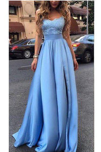 Blue Sexy Evening Formal Dress,Lace A Line Prom Gown Long Charming Prom Dress PFP0965