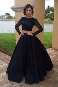 Long Sleeves Two Pieces Plus Size Prom Dresses For Teens,Modest Formal Evening Dresses PFP0970
