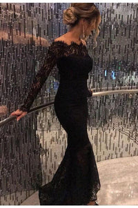 Mermaid Black Elegant Off the Shoulder Long Lace Long Sleeves Sexy Pro Promfast Mermaid Black Elegant Off the Shoulder Long Lace Long Sleeves Sexy Pro Promfast