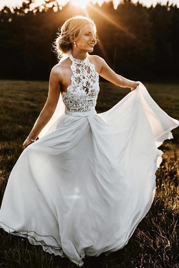 Promfast 2021 Sparkle Beach Wedding Dresses Sexy Open Wedding Gown for