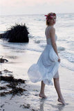 Casual Chiffon Sheer Back Lace Beach/Coast Wedding Dress,A Line Long Wedding Gown PFW0236