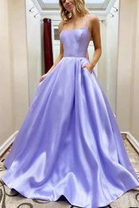Promfast Simple Long Satin Purple Prom Dress With Pockets Fashion School Dance Dress PFP1859