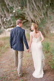 Elegant Cap Sleeve Long Chiffon Sweetheart Pleat Beach Wedding Dress PFW0203