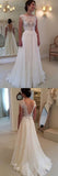 A-line Lace Cap Sleeves White Wedding Dress,Sexy Backless Cheap Long Bridal Dress PFW0215