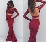 Two Pieces Backless Sexy Long Prom Dresses For Women 2019 PFP0998
