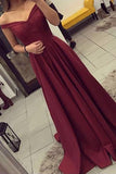 Simple Burgundy Off The Shoulder Long Prom Dresses/Evening Gown PFP1001