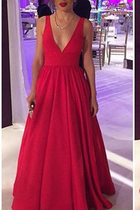 2019 Long Satin Red Prom Gowns,Sexy Backless Evening Party Dresses PFP1010