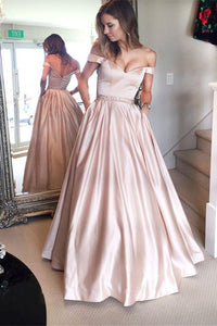 2019 A Line Pink Burgundy Prom Dresses With Pockets, Long Evening Party Dresses PFP1020