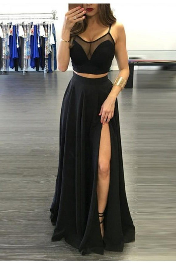 Simple Black Two Pieces Long Cheap Modest Prom Dresses Party Dresses P Promfast Simple Black Two Pieces Long Cheap Modest Prom Dresses Party Dresses P Promfast