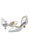 Ankle Strap Pointed Toe Handmade White Prom Shoes With Flower PFWS0003