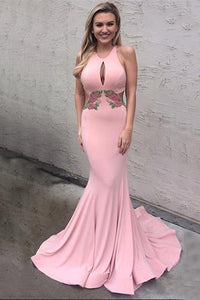 Sexy Mermaid Backless Pink Long Charming Cheap Modest Prom Dresses PFP1036