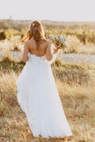 Beach Sweetheart White Wedding Dress with Lace,Casual A Line Wedding Dresses PFW0263