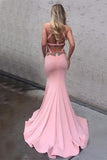 Sexy Mermaid Backless Pink Long Charming Cheap Modest Prom Dresses PFP1036