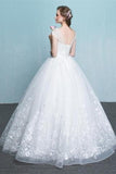 Beautiful Backless Lace Tulle Long A-line Lace Up Wedding Dresses PFW0274