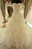 Lace Up Simple Ivory A-line Sweetheart Cheap Plus Size Wedding Dresses PFW0279