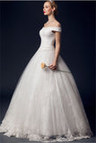 Off Shoulder Long Big Ball Gowns Wedding Dresses For Women PFW0289